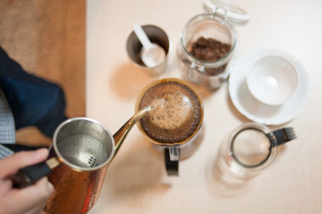 Hand-drip coffee (manual pour-over coffee) — a representative photo of the dish, not necessarily from the restaurants above. Photo: Kim Sanso (via Pixabay), CC0 1.0 — no attribution required