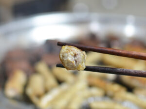 Gopchang-gui (곱창구이) — grilled beef small intestine, crisp outside and chewy inside.