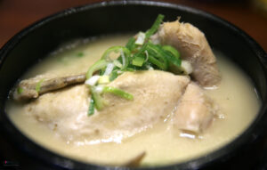 Samgyetang (Korean ginseng chicken soup).